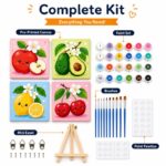 Fruit pre-printed canvas painting kit for kids front side back view