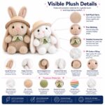 Garden hat bunny plush doll pair for custom retail and oem plush collections size reference