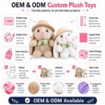 Garden hat bunny plush doll pair for custom retail and oem plush collections embroidered detail