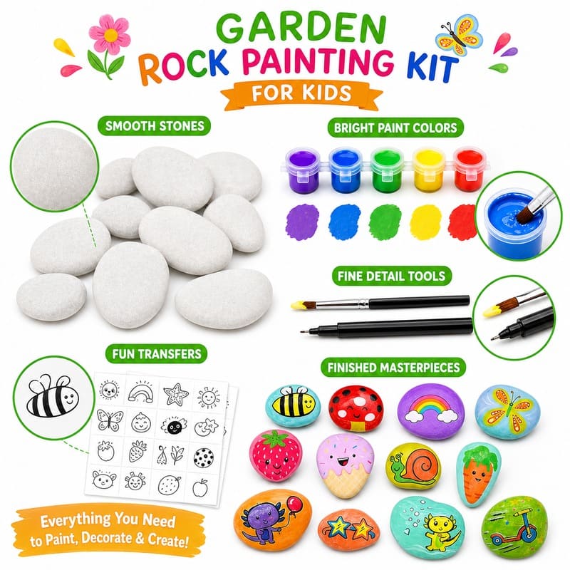 Garden rock painting kit for kids – wholesale oem/odm kids craft set embroidered detail