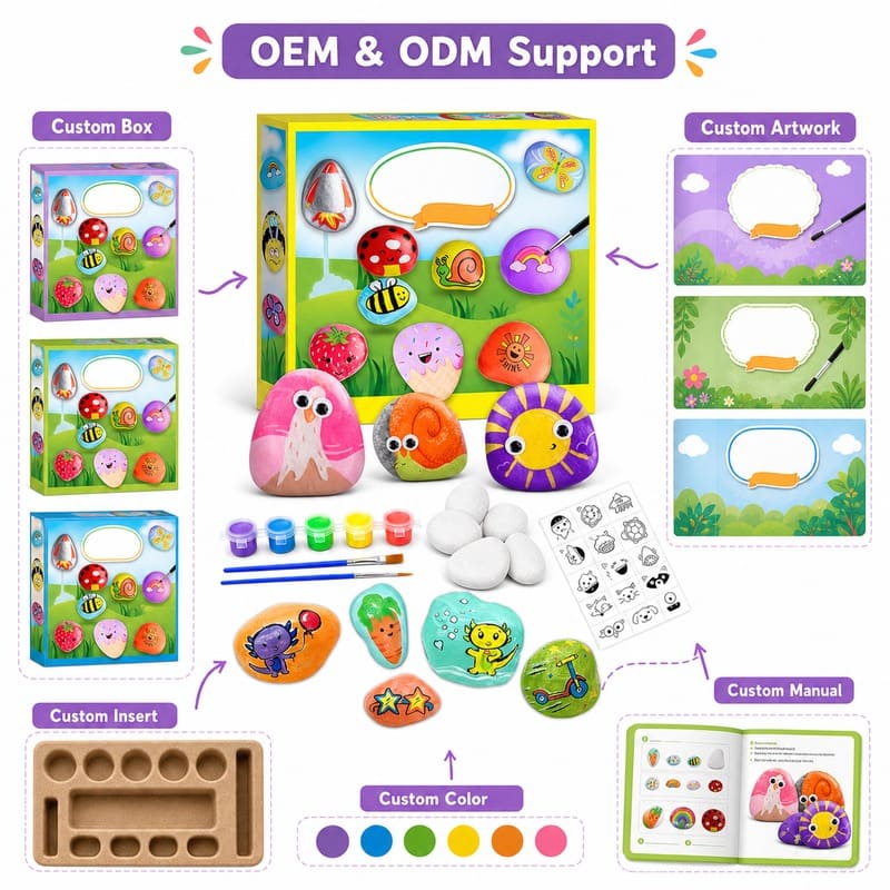 Garden rock painting kit for kids – wholesale oem/odm kids craft set design detail