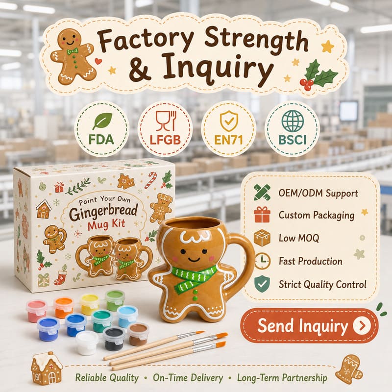 Gingerbread mug painting kit design detail