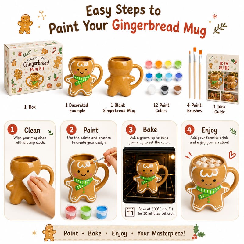 Gingerbread mug painting kit size reference
