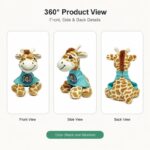Giraffe plush toy front side back view