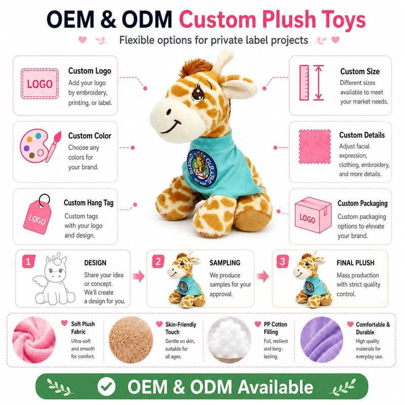 Giraffe plush toy design detail