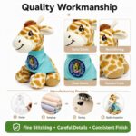 Giraffe plush toy embroidered detail