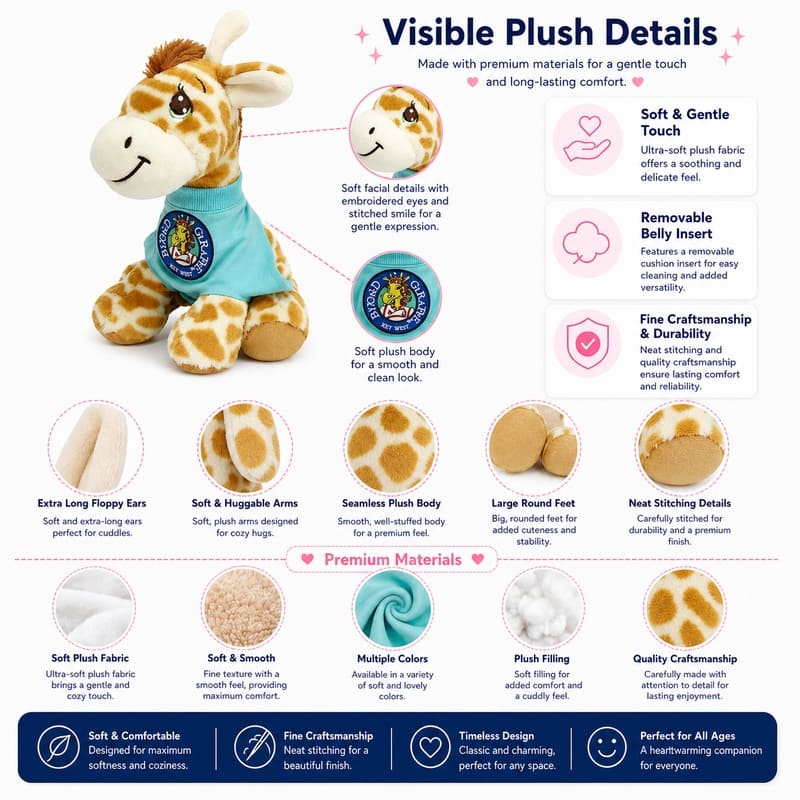 Giraffe plush toy size reference