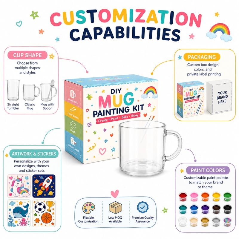 Glass mug painting kit embroidered detail