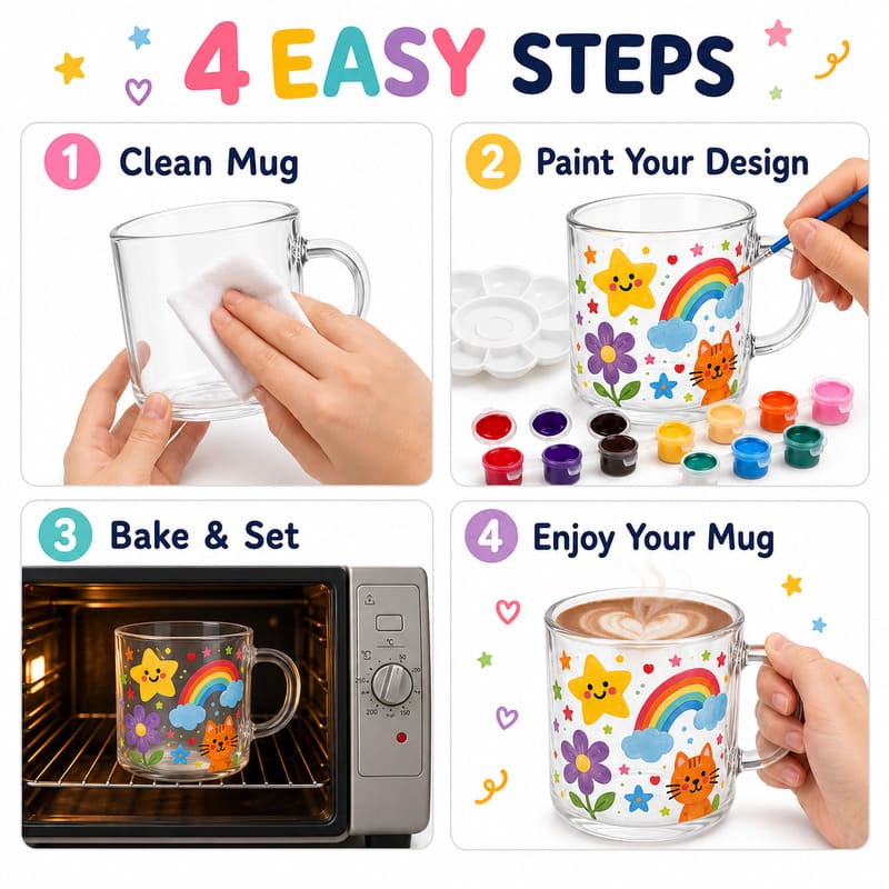 Glass mug painting kit size reference