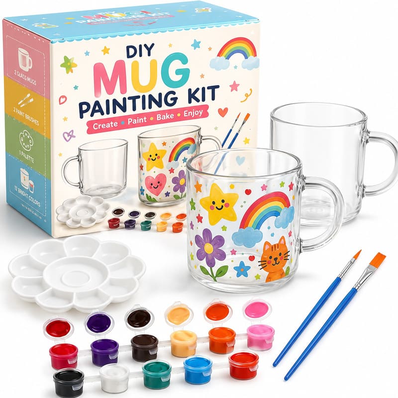Glass mug painting kit front view