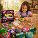 Glow-in-the-dark heart rock painting kit – wholesale oem/odm kids craft set stitching detail