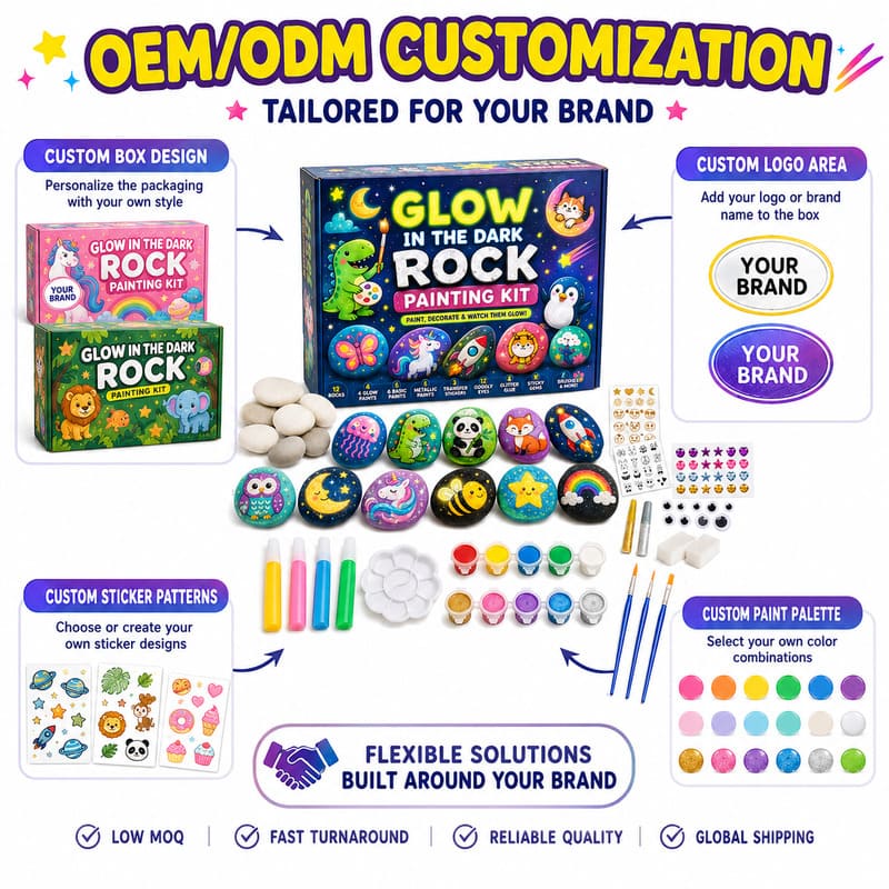 Glow-in-the-dark rock painting kit – wholesale oem/odm kids craft set size reference