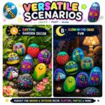 Glow-in-the-dark rock painting kit with glitter – wholesale oem/odm kids craft set embroidered detail