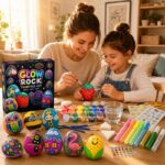 Glow-in-the-dark rock painting kit with glitter – wholesale oem/odm kids craft set stitching detail