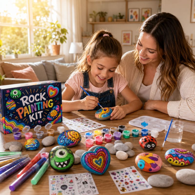 Glow-in-the-dark rock painting kit with paint pens – wholesale oem/odm kids craft set stitching detail