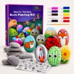 Glow-in-the-dark rock painting kit with pens – wholesale oem/odm kids craft set stitching detail