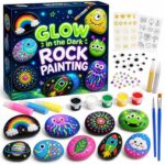 Glow-in-the-dark rock painting kit with stickers – wholesale oem/odm kids craft set front view