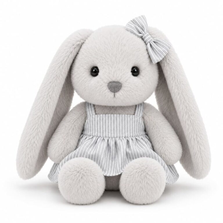 Gray Bow Bunny Plush Doll for Custom Retail and OEM Plush Collections
