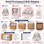 Gray bow bunny plush doll for custom retail and oem plush collections design detail