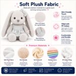 Gray bow bunny plush doll for custom retail and oem plush collections size reference