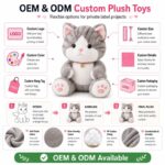 Gray cat plush toy design detail
