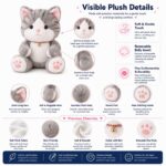 Gray cat plush toy size reference