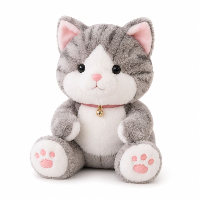 Gray cat plush toy front view