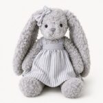 Gray long ear bunny plush doll for custom retail and oem plush collections front view
