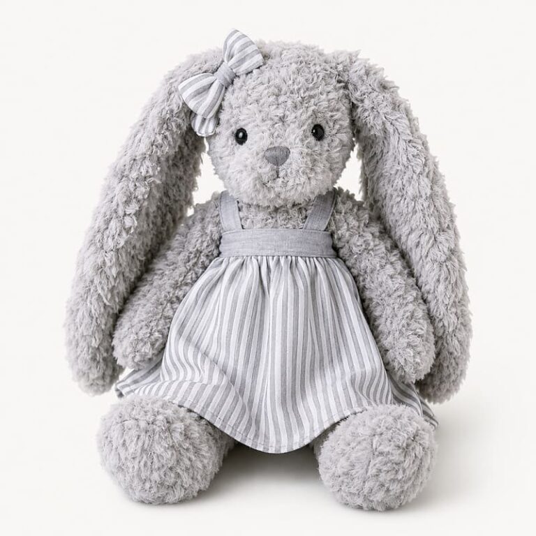 Gray Long Ear Bunny Plush Doll for Custom Retail and OEM Plush Collections
