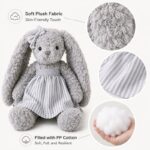 Gray long ear bunny plush doll for custom retail and oem plush collections size reference
