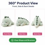 Green alligator plush toy front side back view