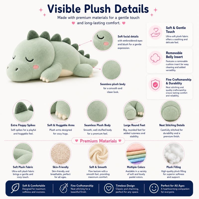 Green alligator plush toy size reference