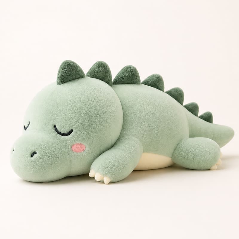 Green alligator plush toy front view