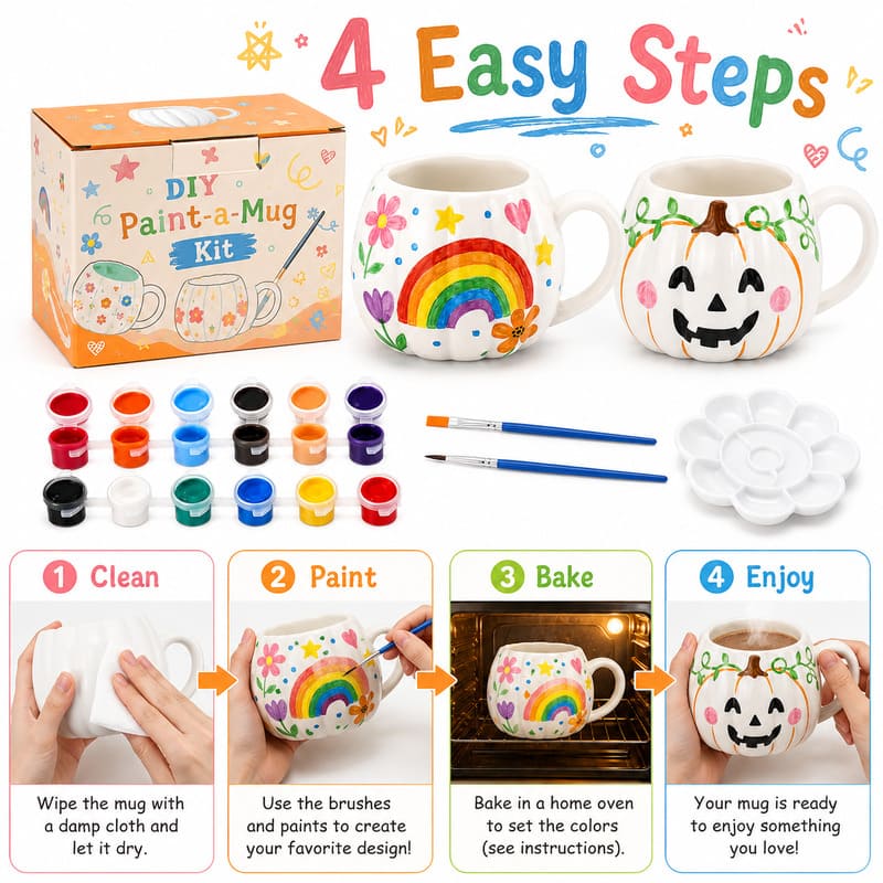Halloween ceramic mug painting kit size reference