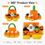 Halloween plush candy basket set front side back view