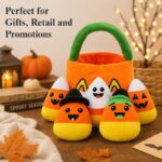 Halloween plush candy basket set stitching detail