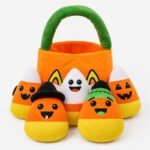 Halloween plush candy basket set front view
