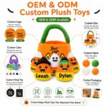 Halloween plush candy basket set embroidered detail