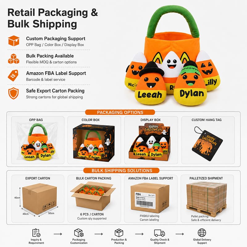 Halloween plush candy basket set design detail