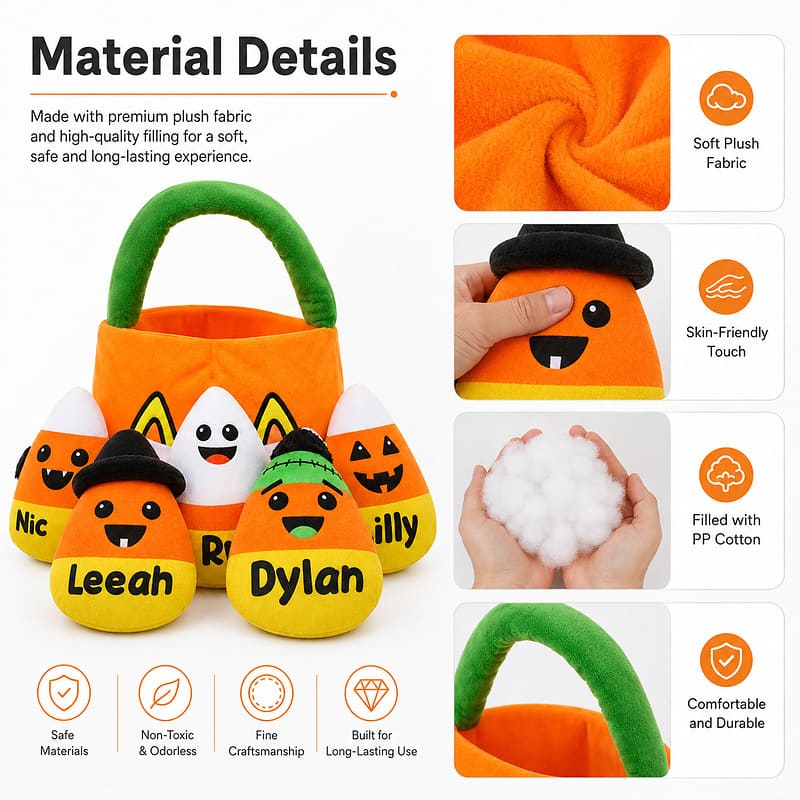 Halloween plush candy basket set size reference