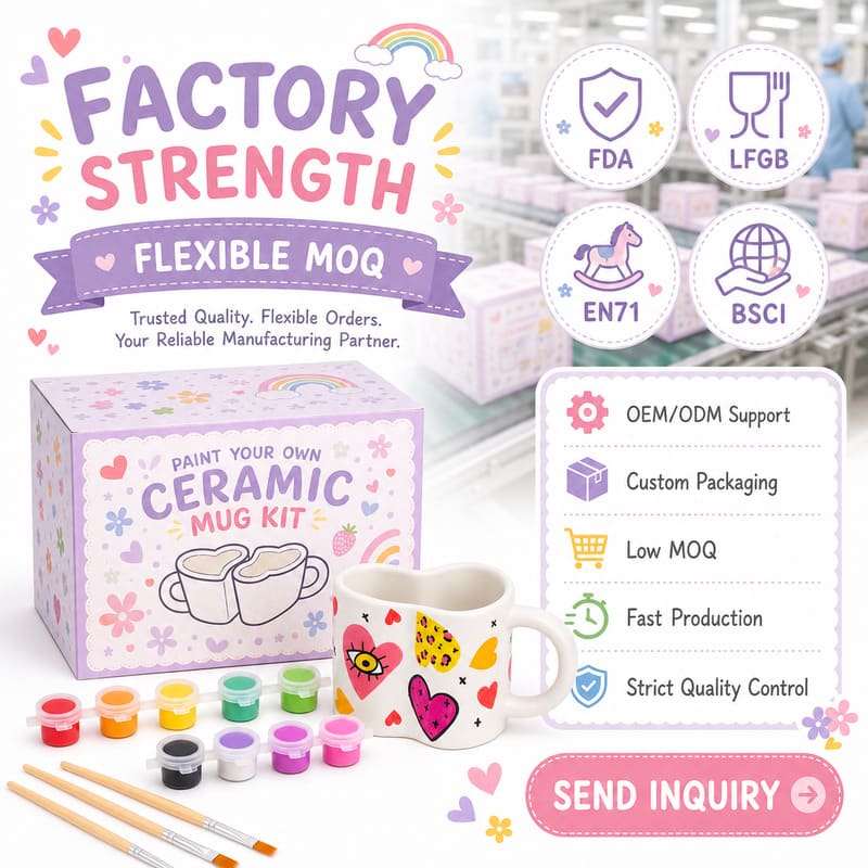 Heart rainbow paint your own mug kit design detail