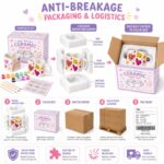 Heart rainbow paint your own mug kit stitching detail