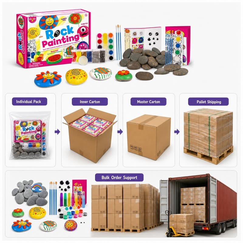 Hide-and-seek rock painting kit for kids – wholesale oem/odm kids craft set design detail