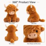 Highland cow plush toy front side back view
