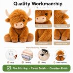 Highland cow plush toy embroidered detail