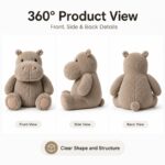 Hippo plush toy front side back view