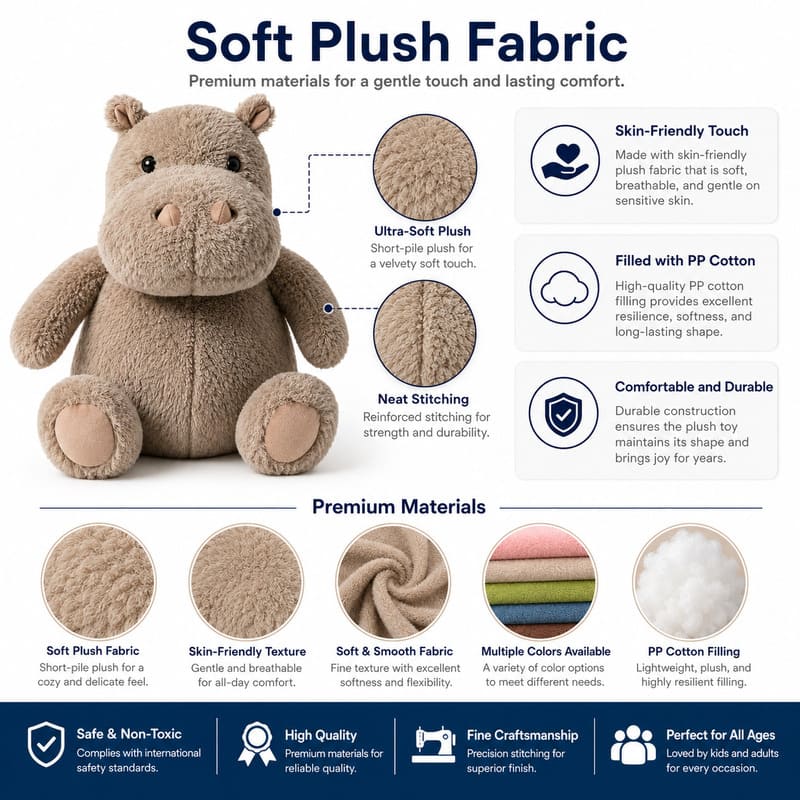 Hippo plush toy size reference