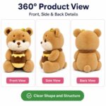 Honey bee teddy bear plush toy for custom retail and oem plush collections front side back view