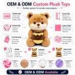 Honey bee teddy bear plush toy for custom retail and oem plush collections embroidered detail