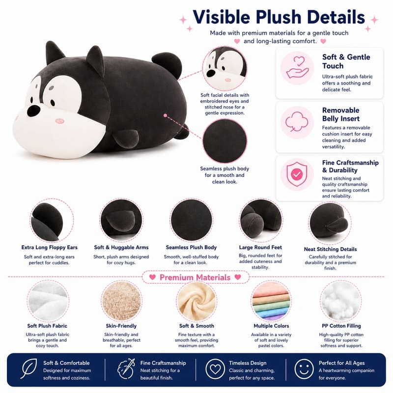Husky dog plush toy size reference